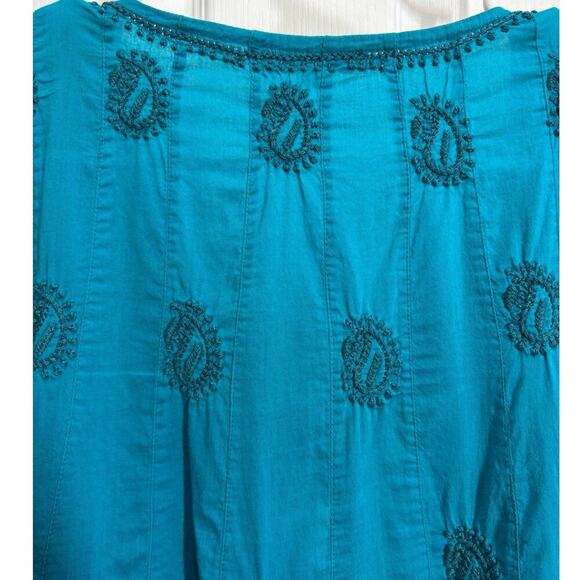 True Craft Women Small Embroidery Scoop Neckline 3/4 Sleeve Tunic Boho Chic - Picture 8 of 9